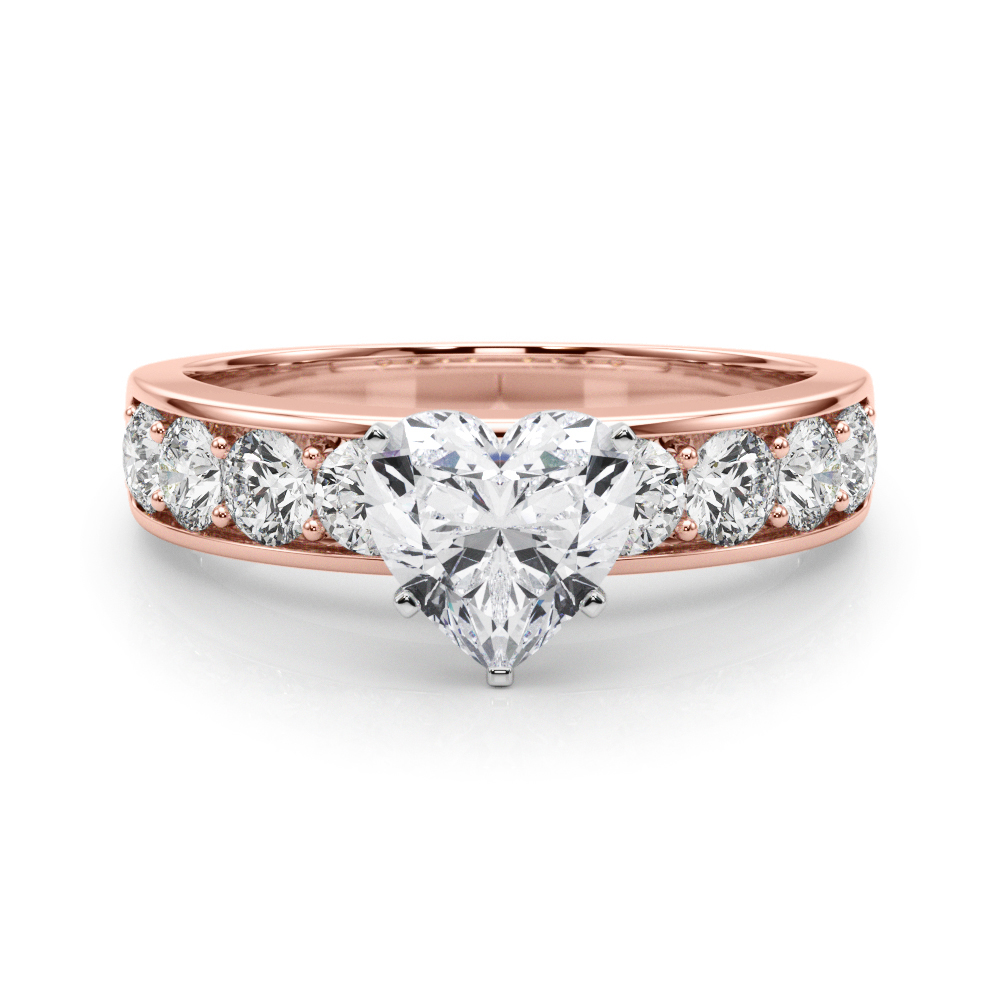 heart shape diamond channel setting engagement ring rose gold