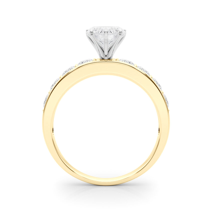 heart shape diamond channel setting engagement ring yellow gold side