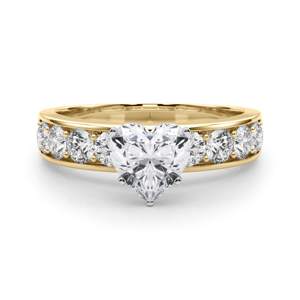 heart shape diamond channel setting engagement ring yellow gold