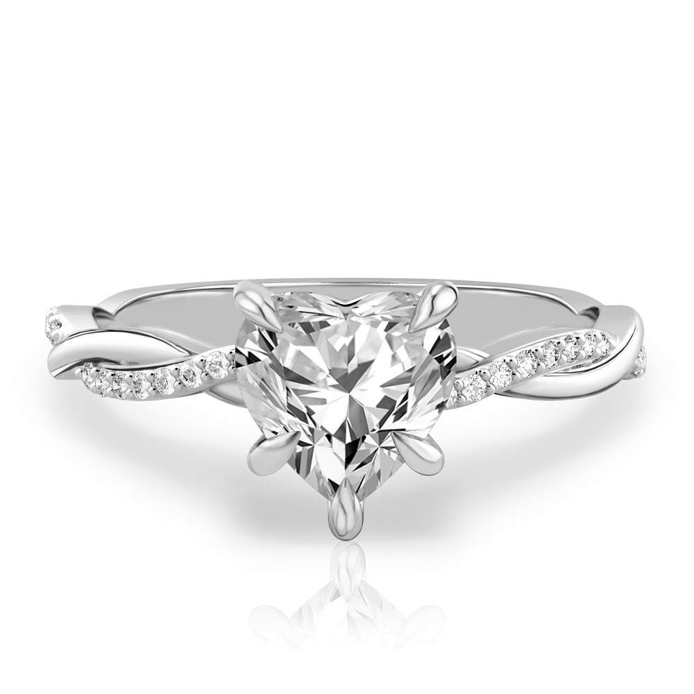 heart shape diamond twist engagement ring platinum