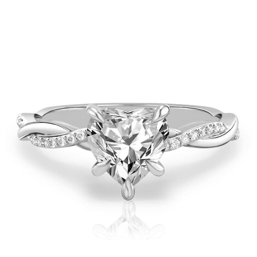 heart shape diamond twist engagement ring white gold