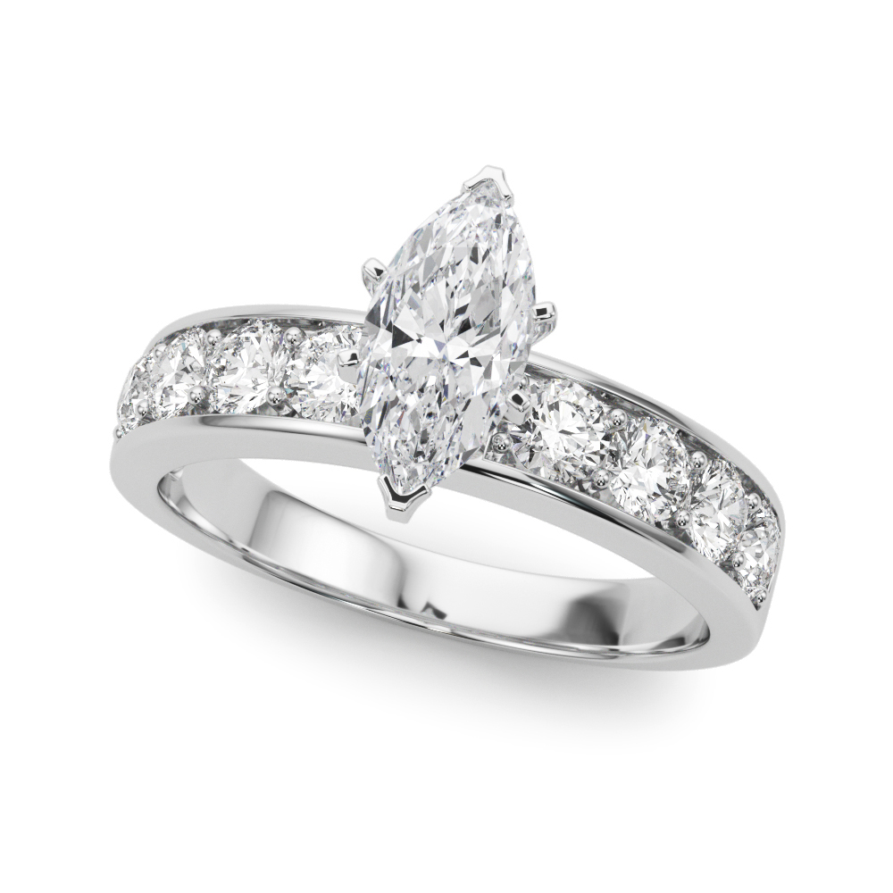 marquise cut diamond channel setting engagement ring palladium angle