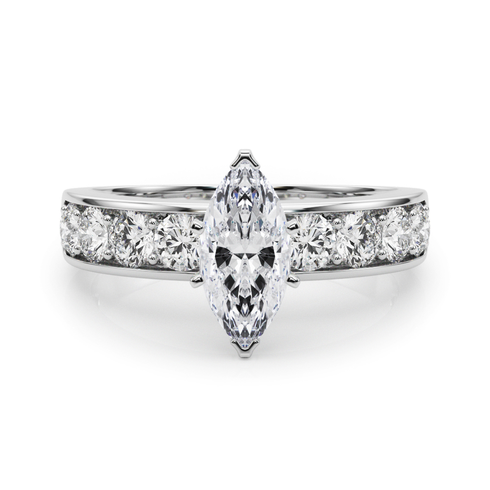 marquise cut diamond channel setting engagement ring platinum