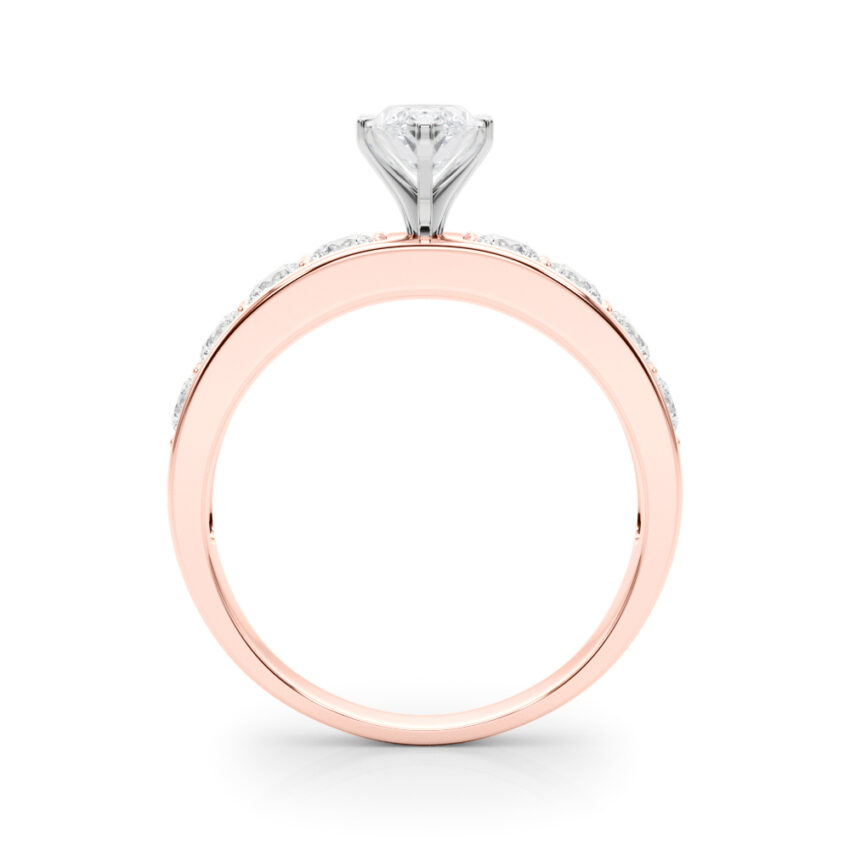 marquise cut diamond channel setting engagement ring rose gold side