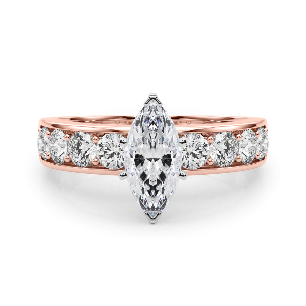 marquise cut diamond channel setting engagement ring rose gold