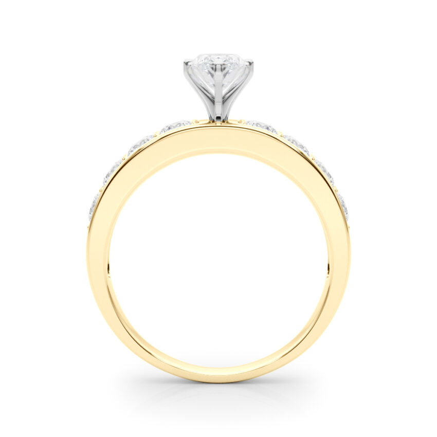 marquise cut diamond channel setting engagement ring yellow gold side