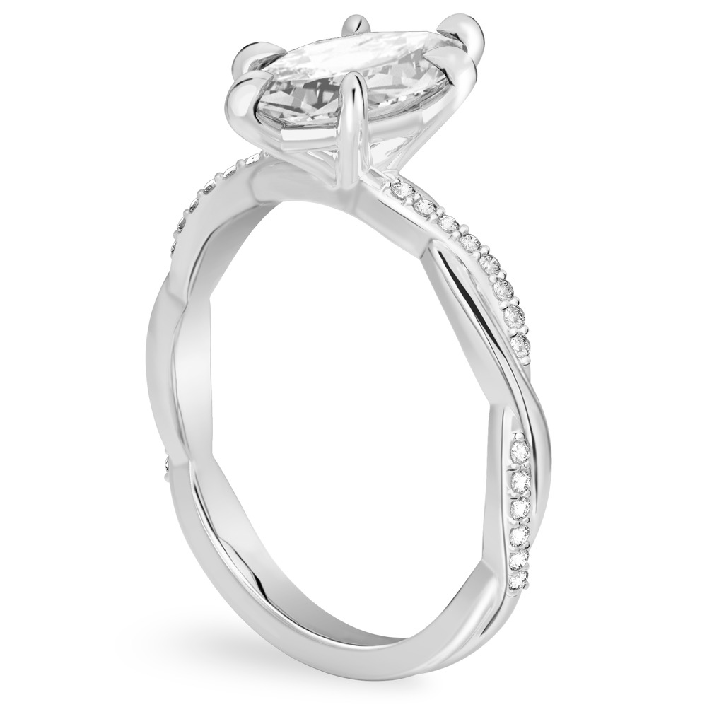 marquise cut diamond intertwined engagement ring white gold angle