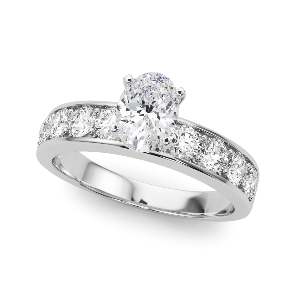 oval shape diamond channel setting engagement ring palladium angle
