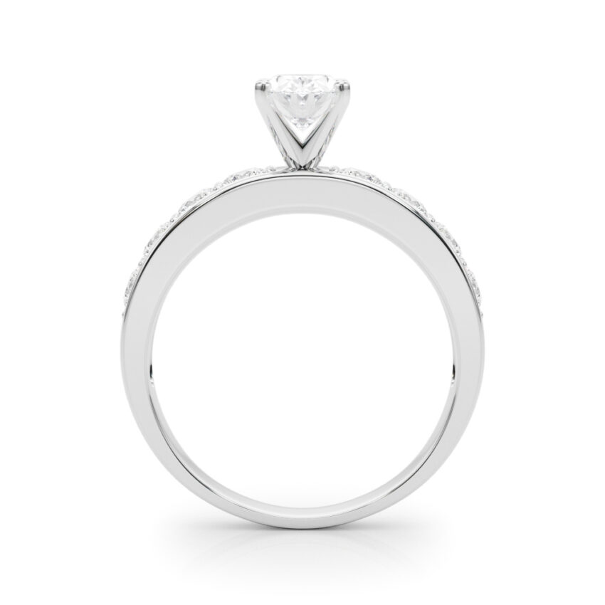 oval shape diamond channel setting engagement ring palladium side