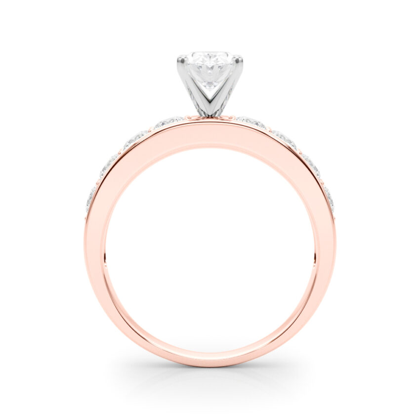 oval shape diamond channel setting engagement ring rose gold side