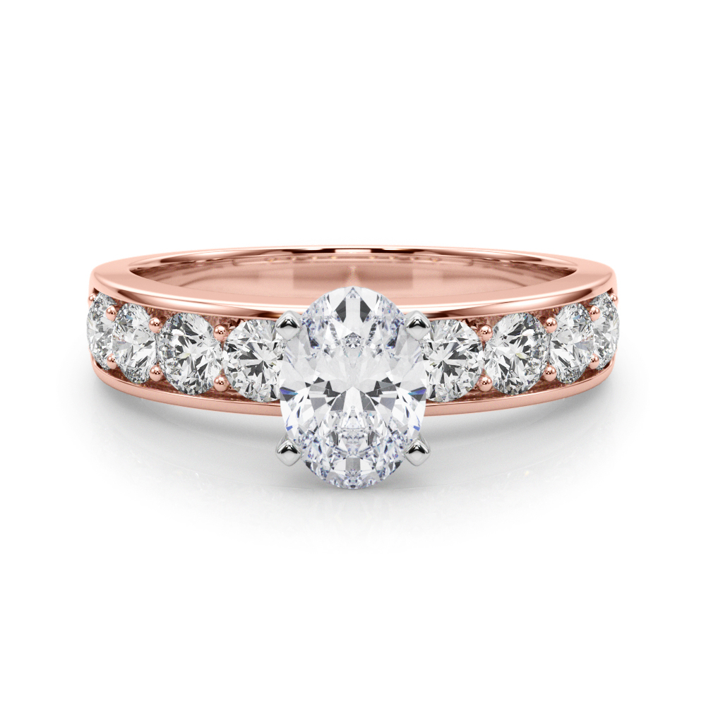 oval shape diamond channel setting engagement ring rose gold