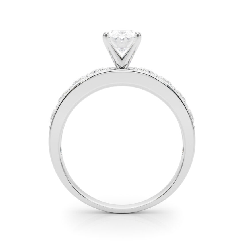 oval shape diamond channel setting engagement ring white gold side