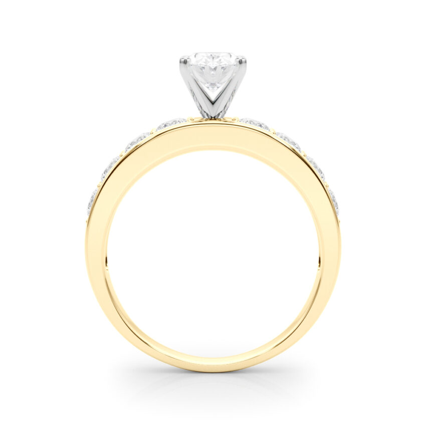 oval shape diamond channel setting engagement ring yellow gold side