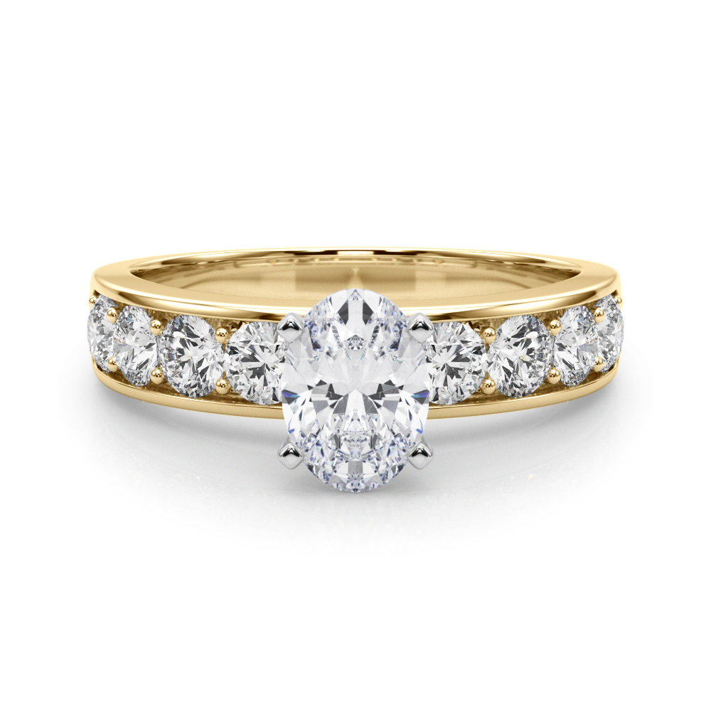 oval shape diamond channel setting engagement ring yellow gold