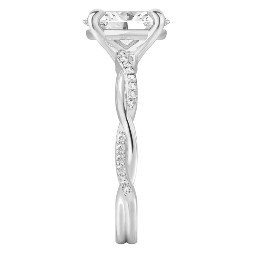 oval shape diamond twist engagement ring palladium side