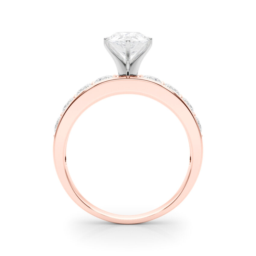 pear shape diamond channel setting engagement ring rose gold side