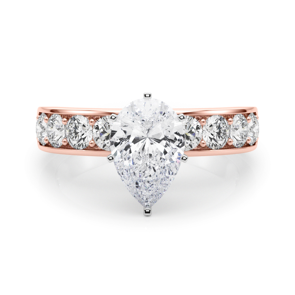 pear shape diamond channel setting engagement ring rose gold