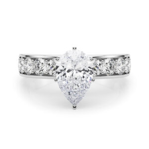 pear shape diamond channel setting engagement ring white gold