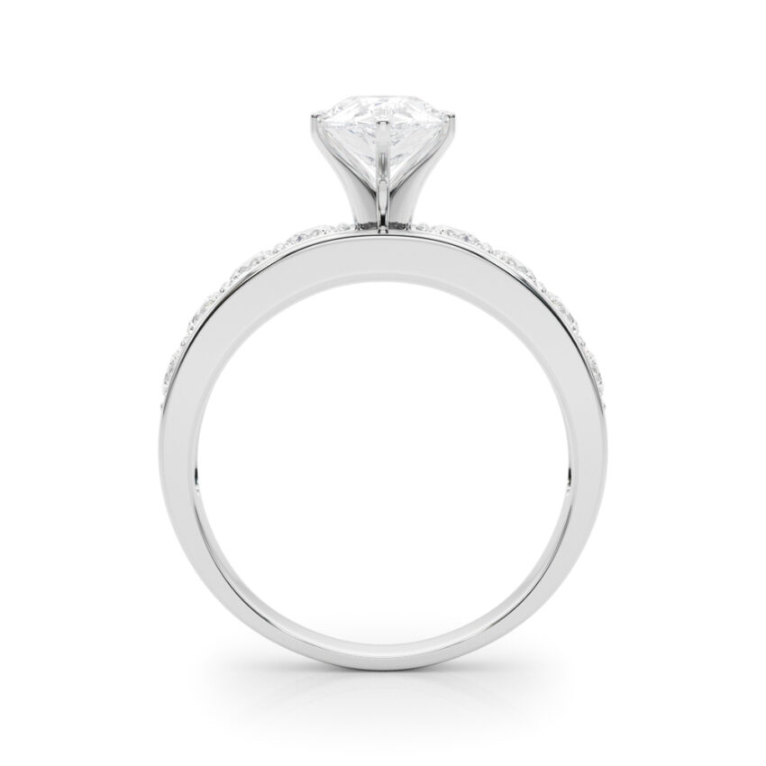 pear shape diamond channel setting engagement ring white gold side