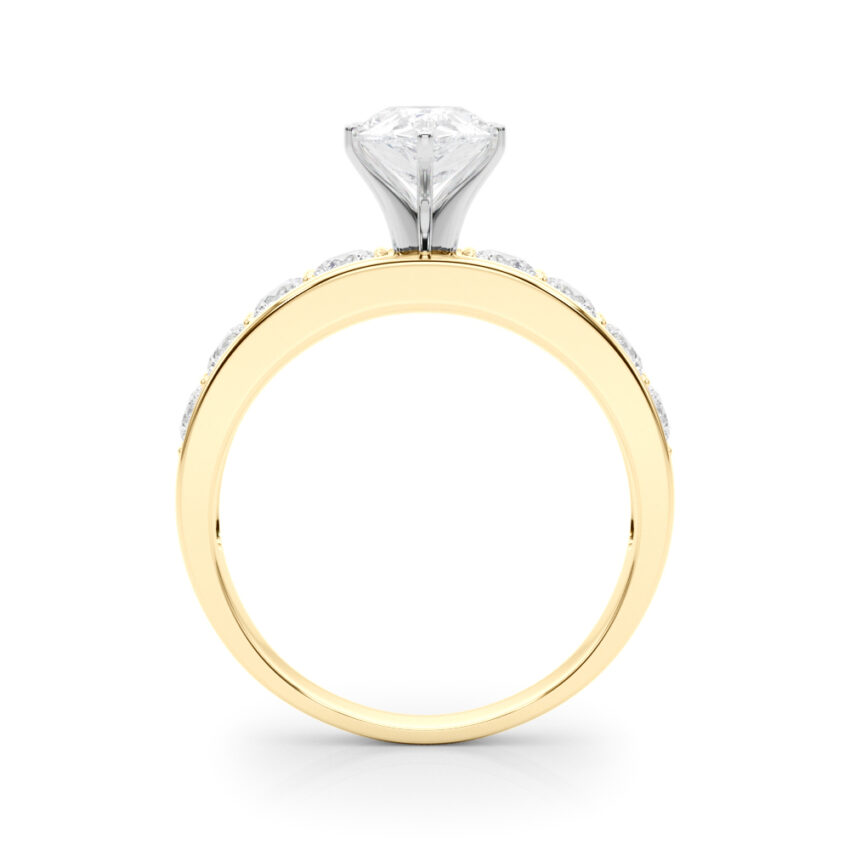pear shape diamond channel setting engagement ring yellow gold side