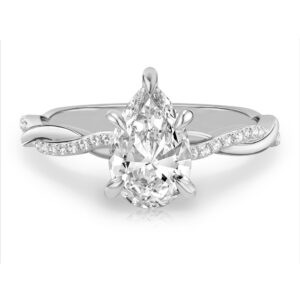 pear shape diamond twist engagement ring palladium