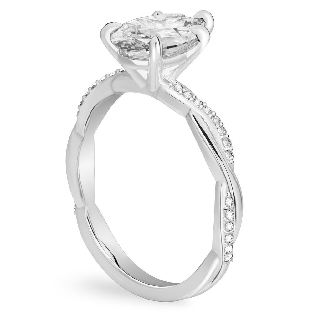 pear shape diamond twist engagement ring white gold angle