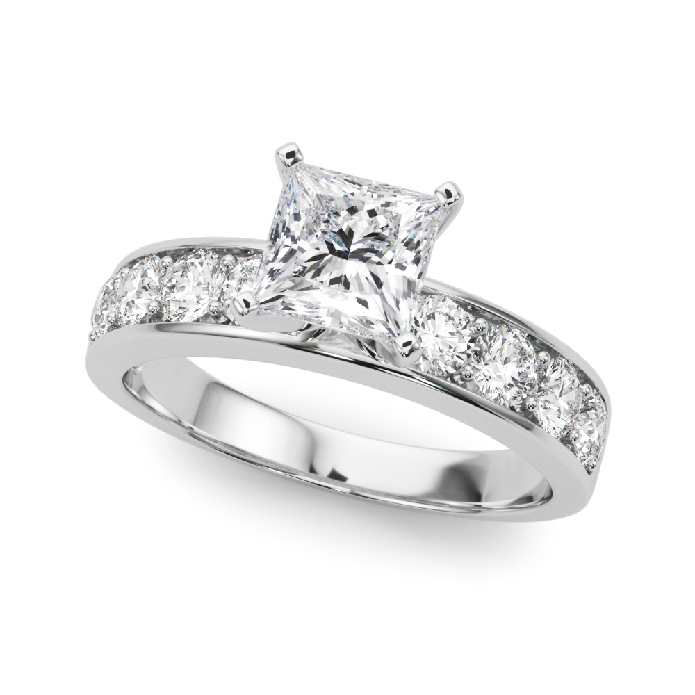 princess cut diamond channel setting engagement ring palladium angle