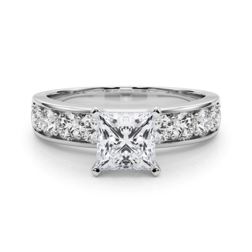 princess cut diamond channel setting engagement ring platinum