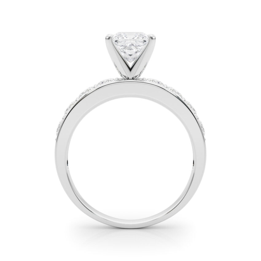 princess cut diamond channel setting engagement ring platinum side