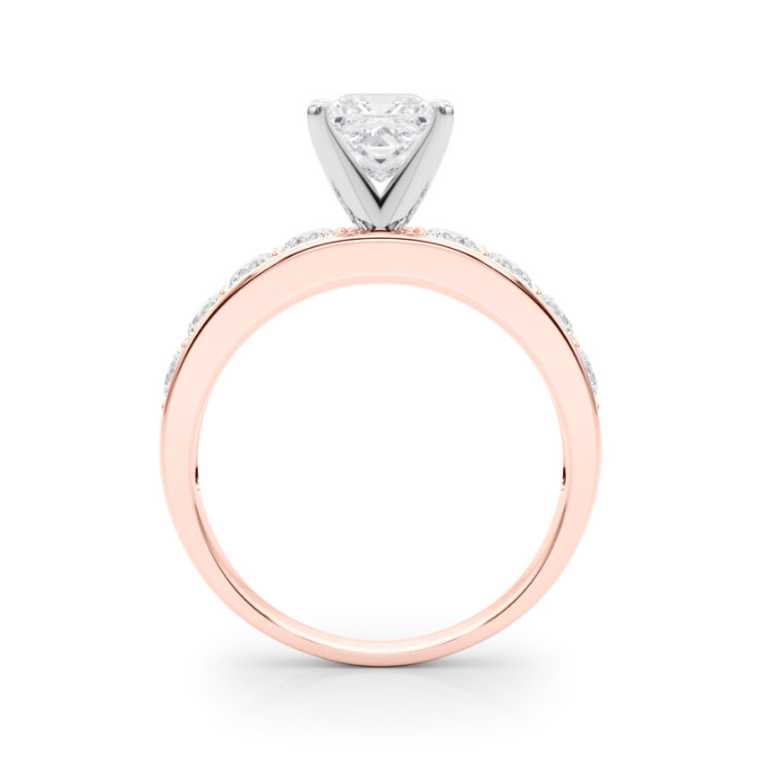 princess cut diamond channel setting engagement ring rose gold side