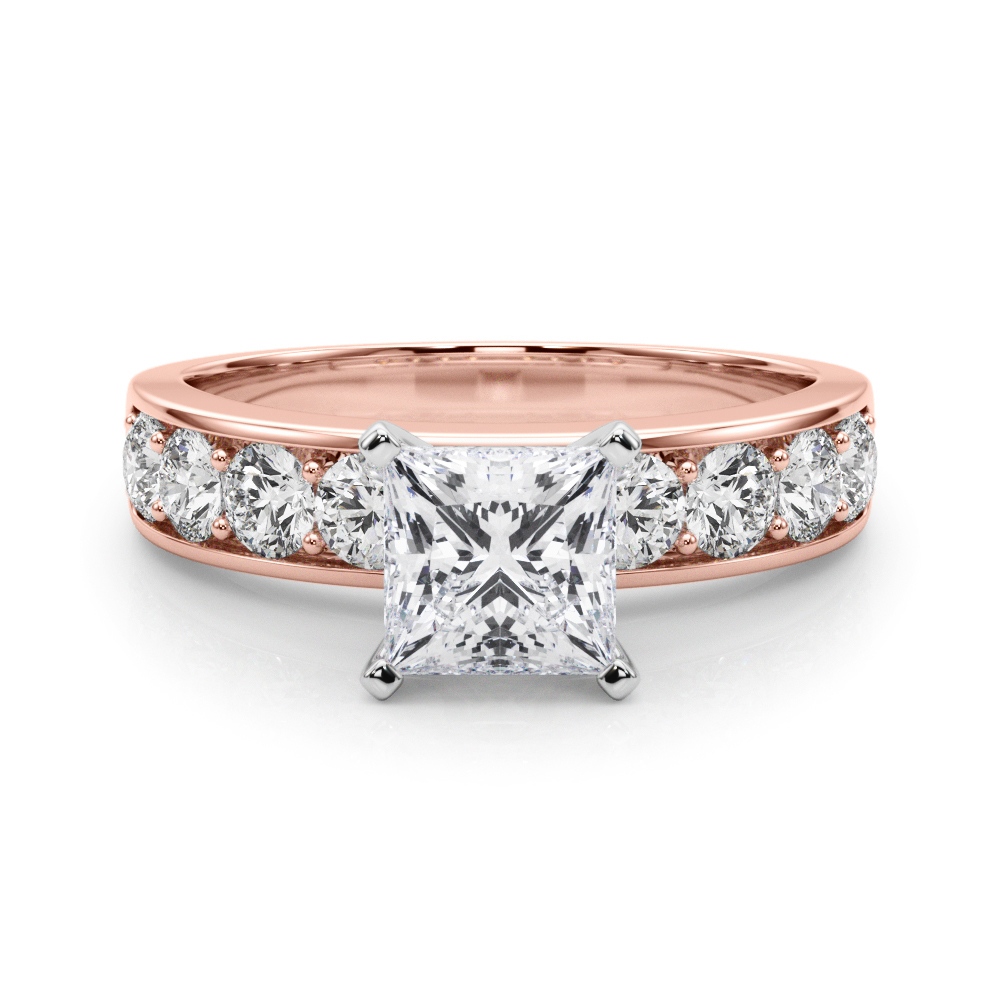 princess cut diamond channel setting engagement ring rose gold