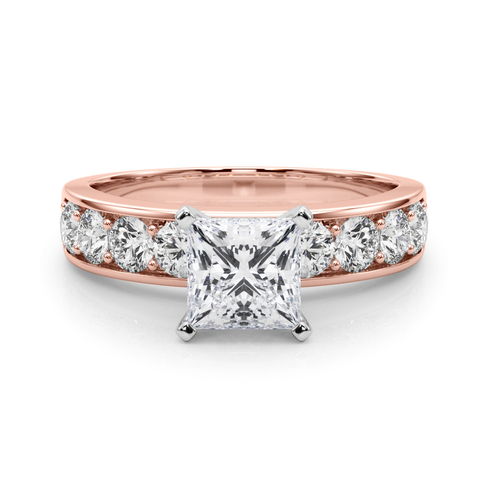 princess cut diamond channel setting engagement ring rose gold