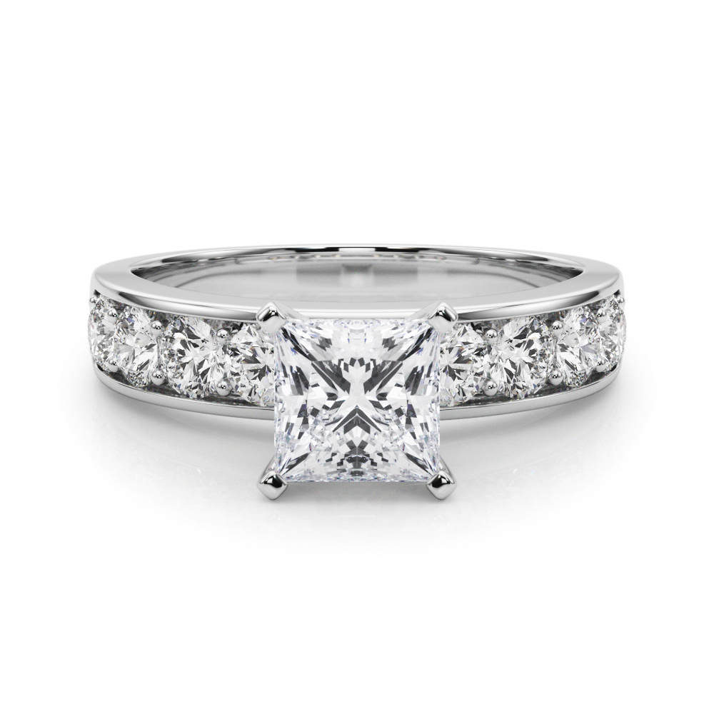 princess cut diamond channel setting engagement ring white gold