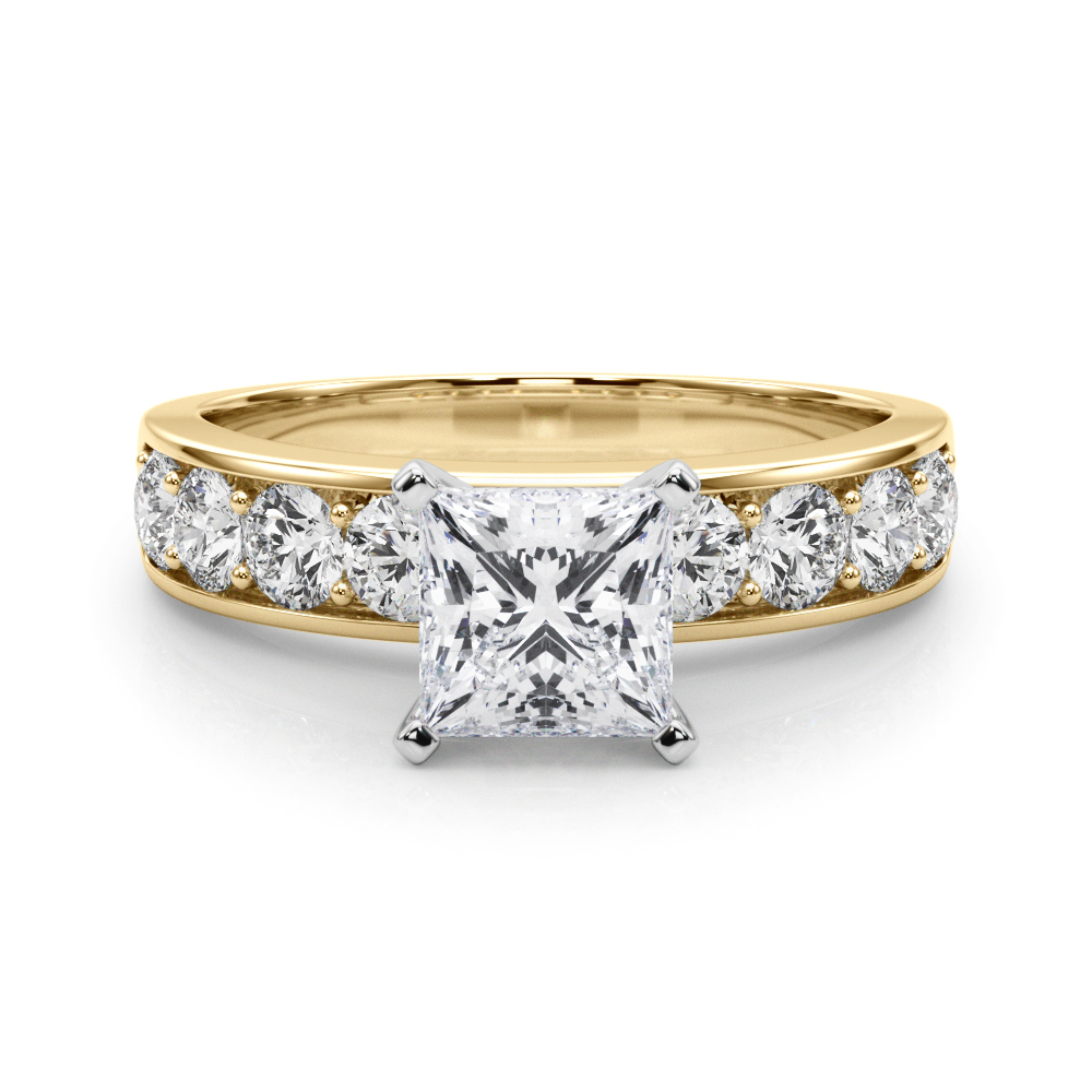 princess cut diamond channel setting engagement ring yellow gold