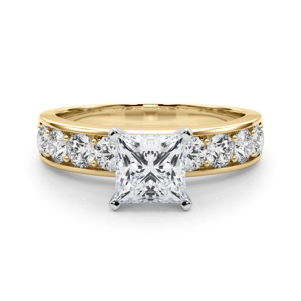 princess cut diamond channel setting engagement ring yellow gold