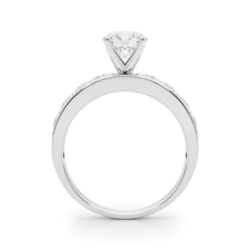 round cut diamond channel setting engagement ring palladium side