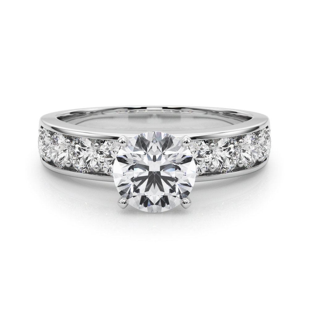 round cut diamond channel setting engagement ring platinum