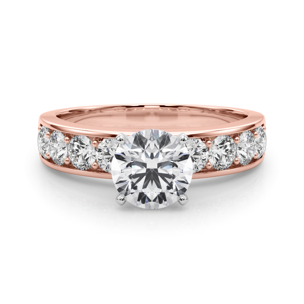 round cut diamond channel setting engagement ring rose gold