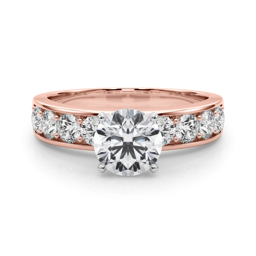 round cut diamond channel setting engagement ring rose gold