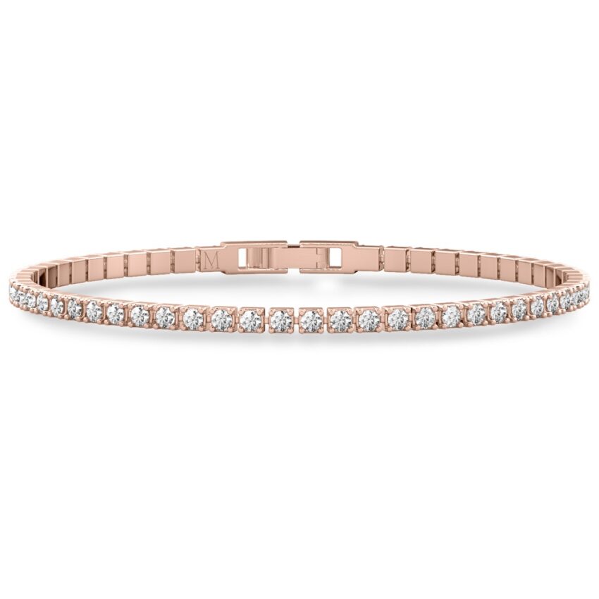 round cut diamond lab diamond tennis bracelet rose gold
