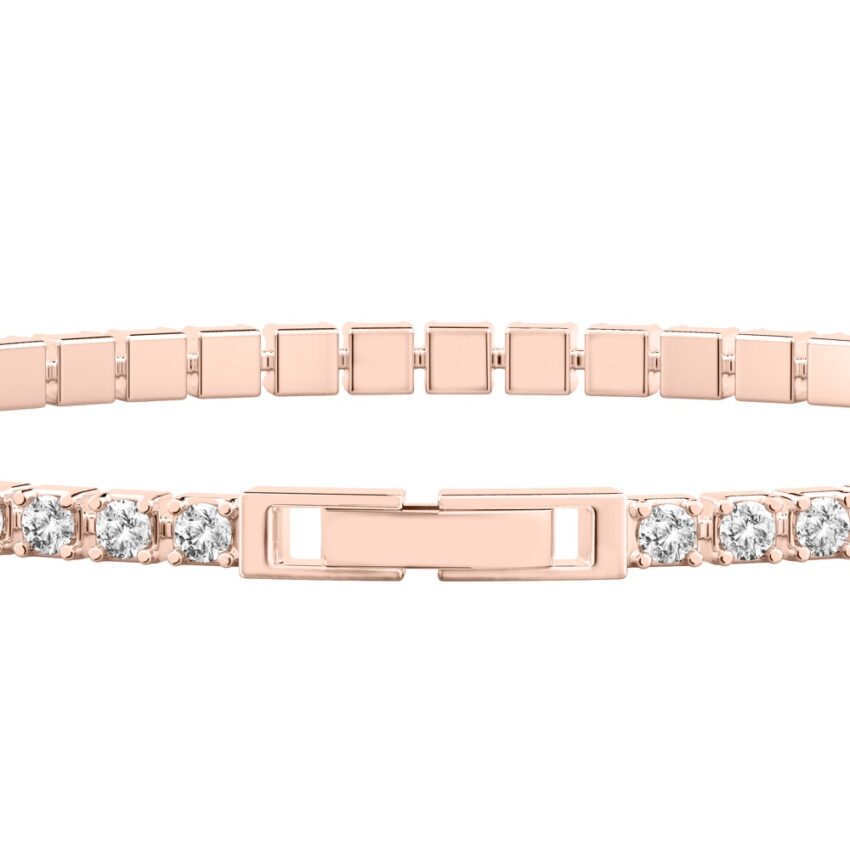 round cut diamond lab diamond tennis bracelet rose gold side