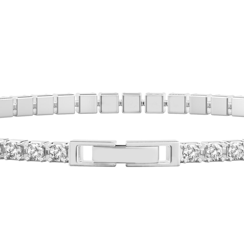 round cut diamond lab diamond tennis bracelet white gold side