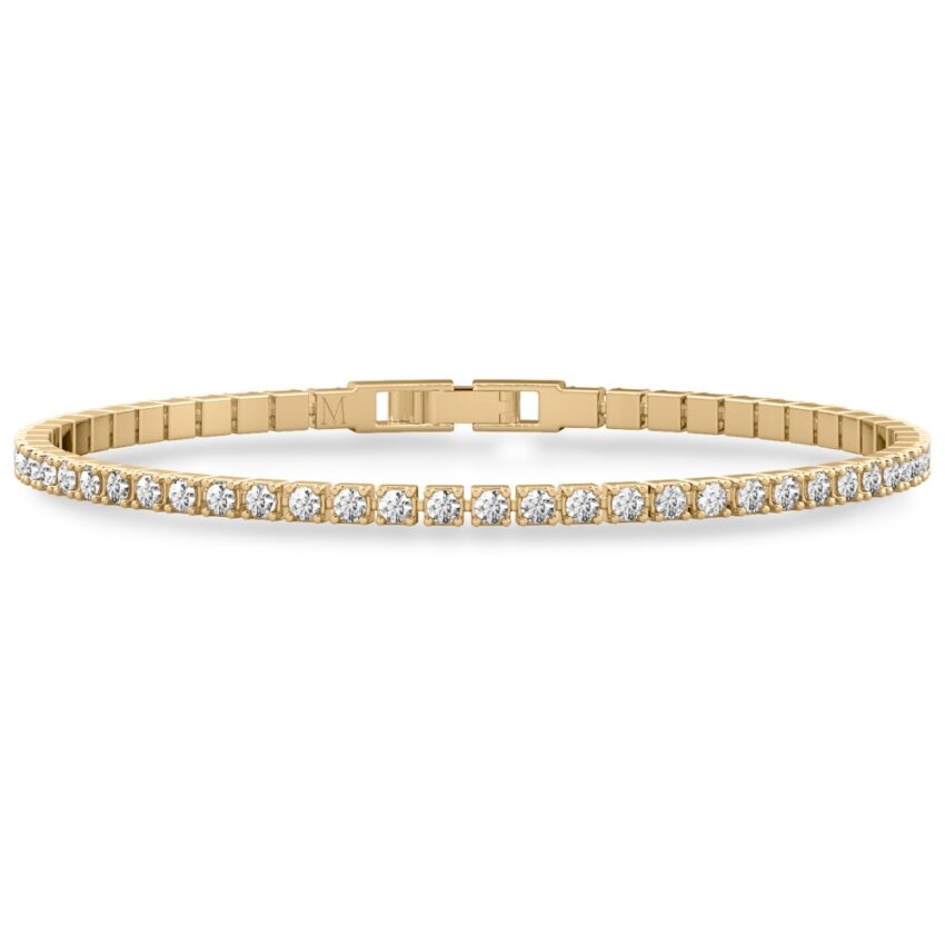 round cut diamond lab diamond tennis bracelet yellow gold