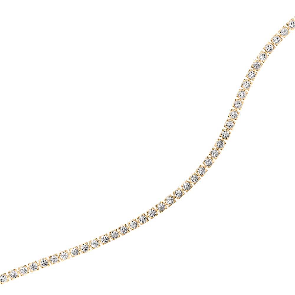 round cut diamond lab diamond tennis bracelet yellow gold angle