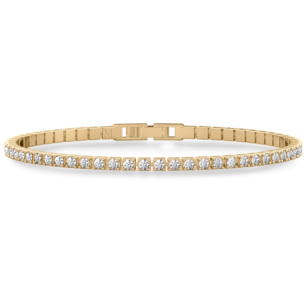 round cut diamond lab diamond tennis bracelet yellow gold