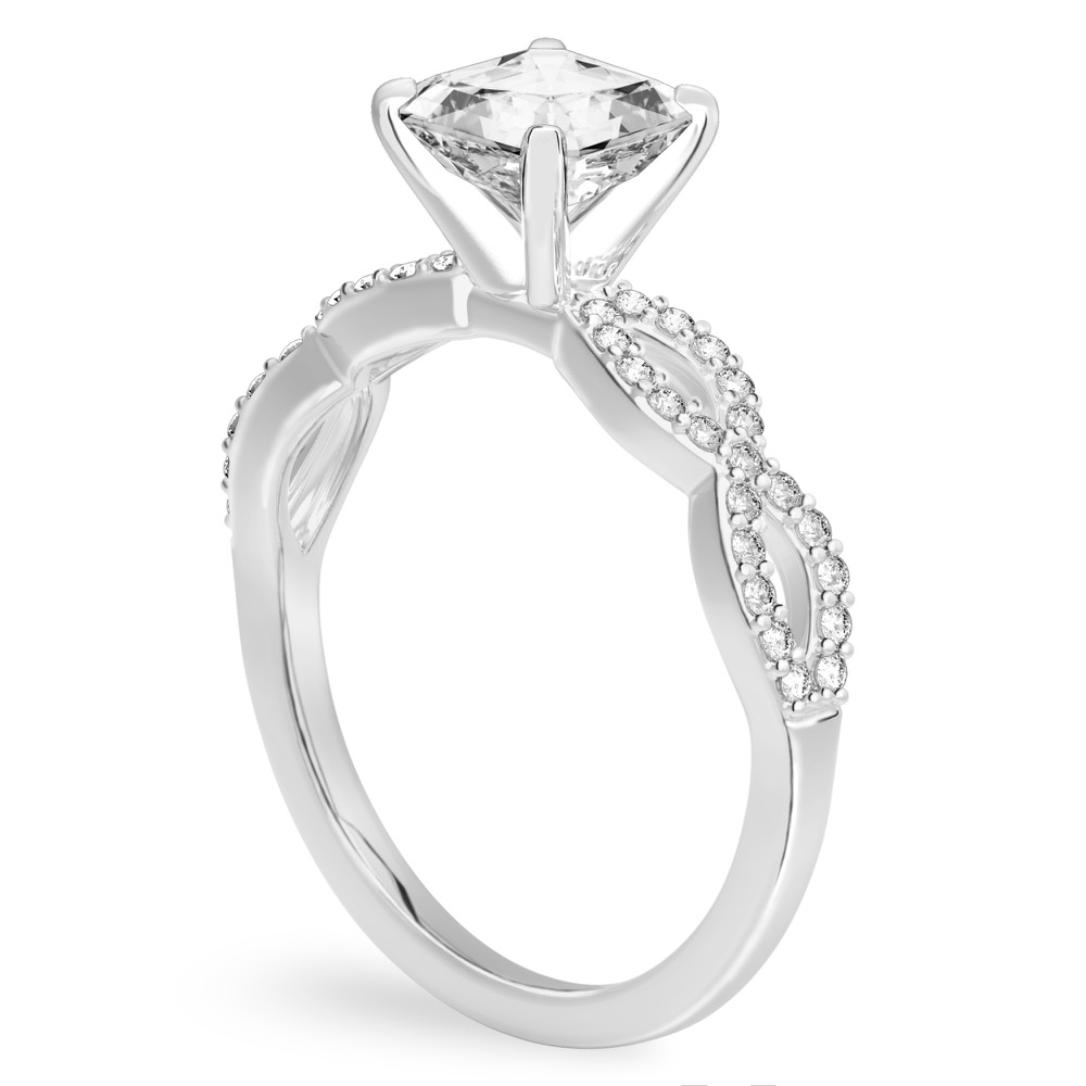 asscher cut diamond infinity engagement ring platinum angle