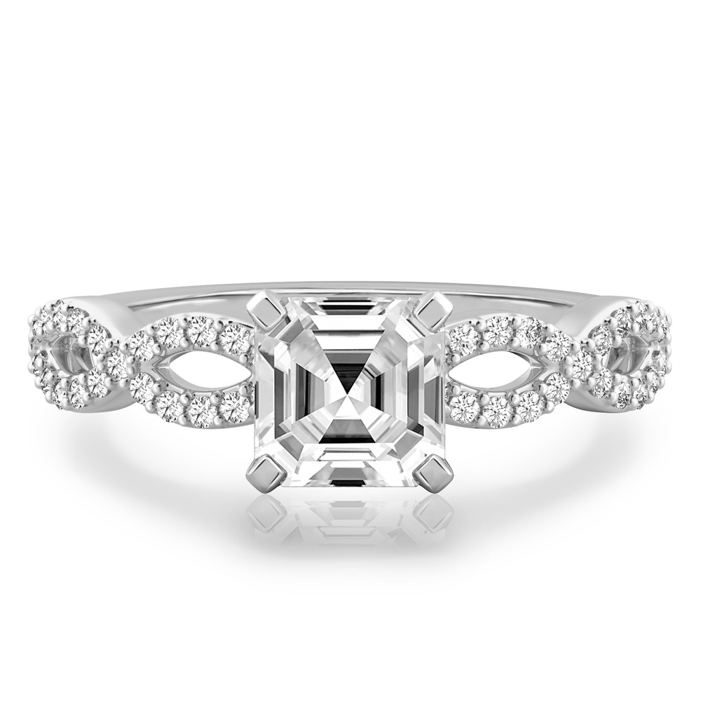 asscher cut diamond infinity engagement ring platinum