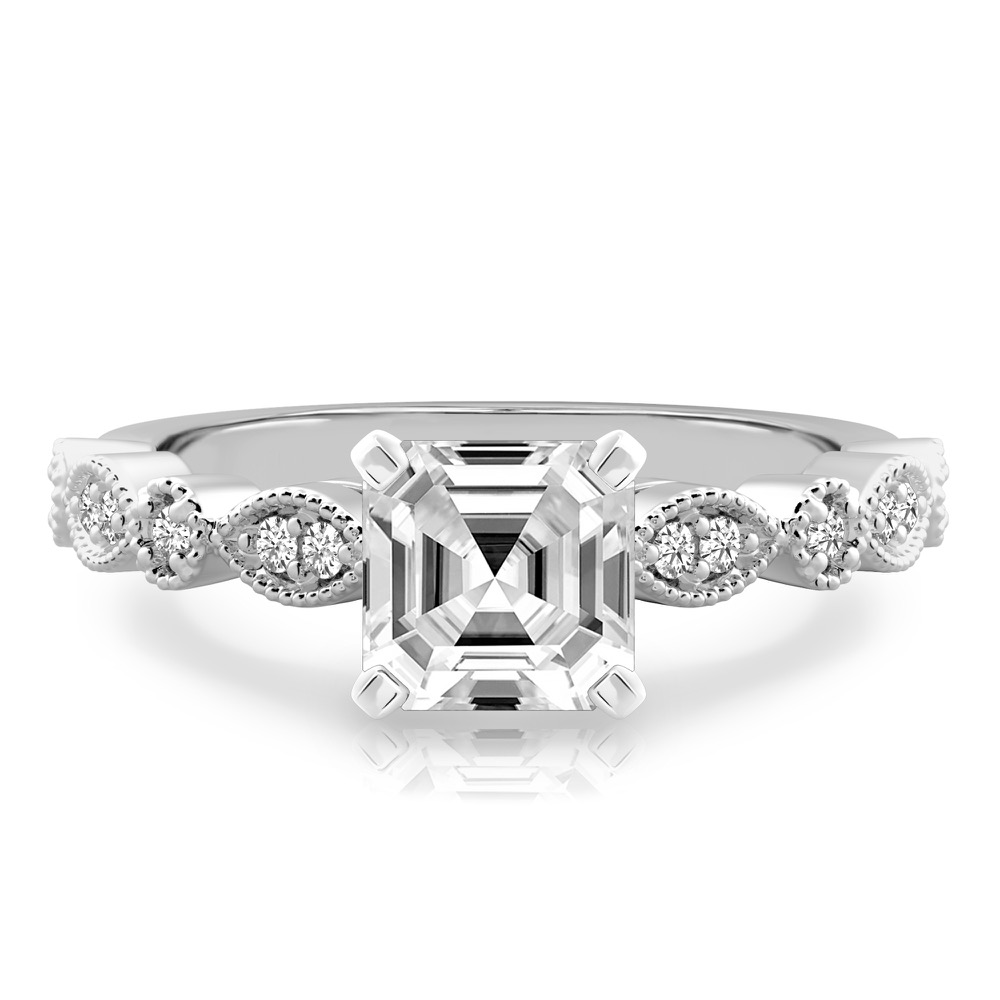 asscher cut diamond pandora engagement ring platinum