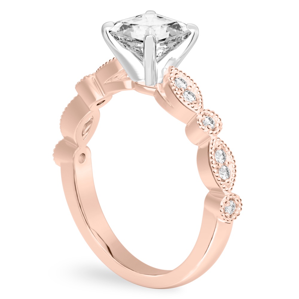 asscher cut diamond pandora engagement ring rose gold angle