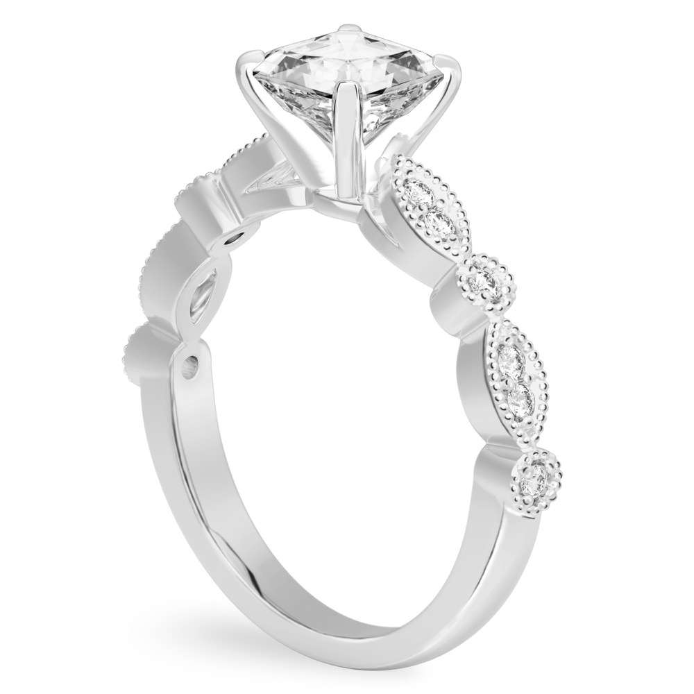 asscher cut diamond pandora engagement ring white gold angle